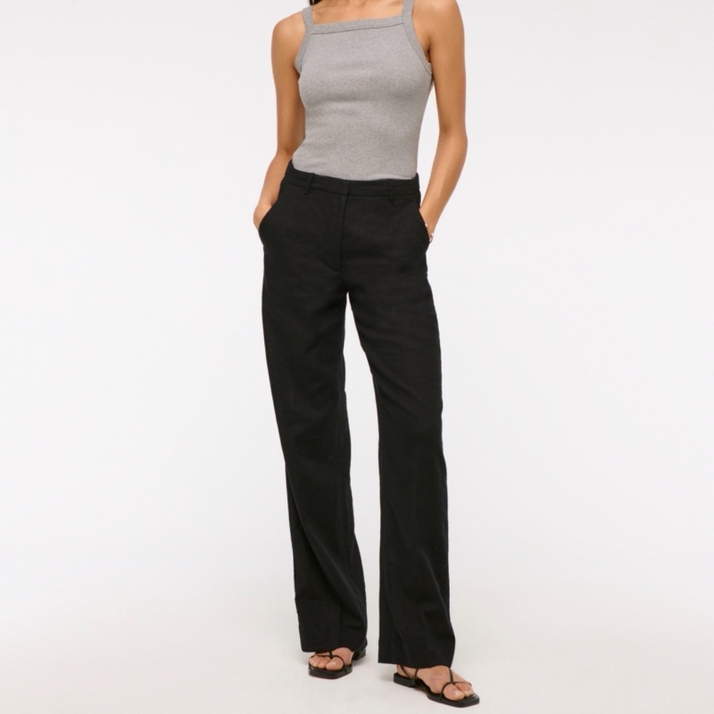Abercrombie Curve Love Tailored Linen-Blend Wide Leg Pant